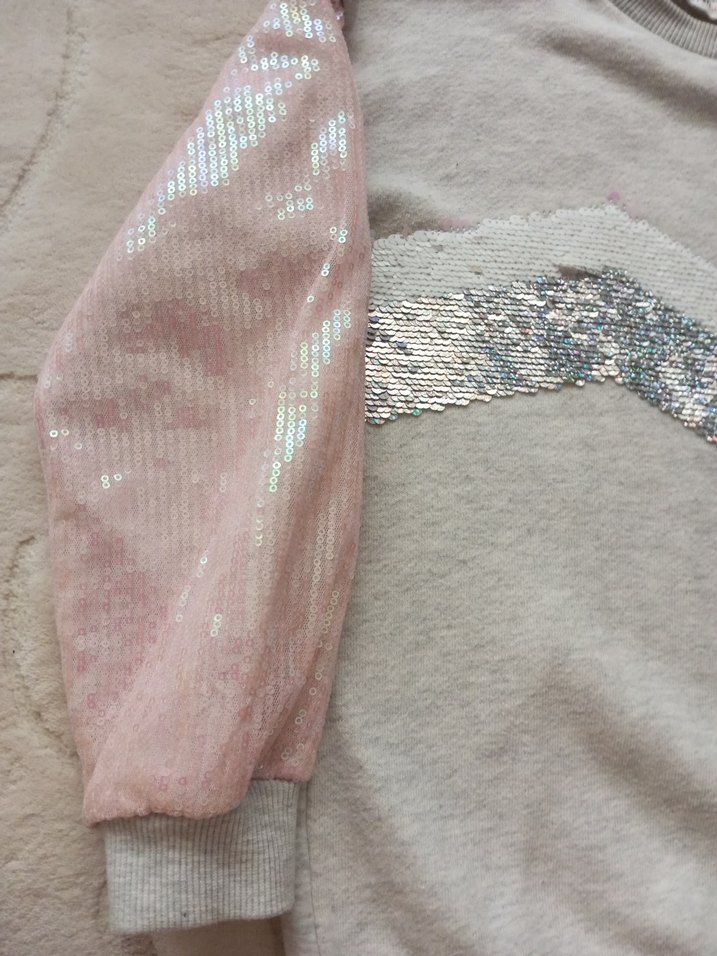 Kız Çocuk Gri Payetli kazak - Görsel 2