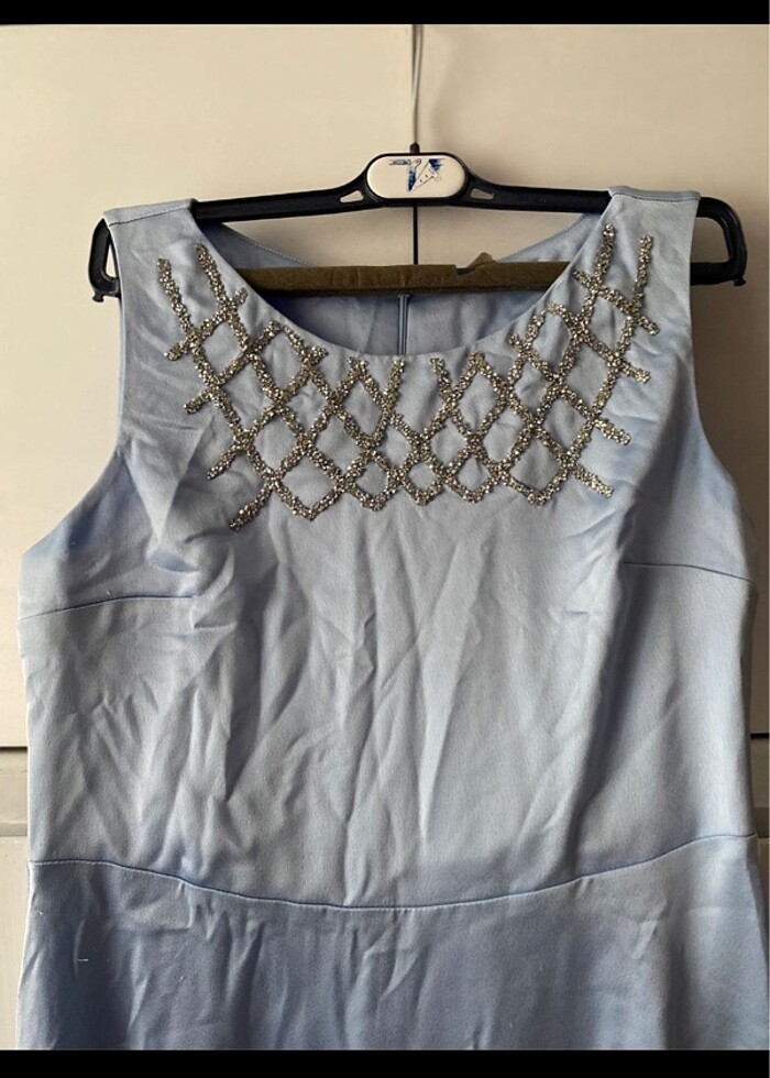 Mavi Taşlı Elbise - Görsel 4