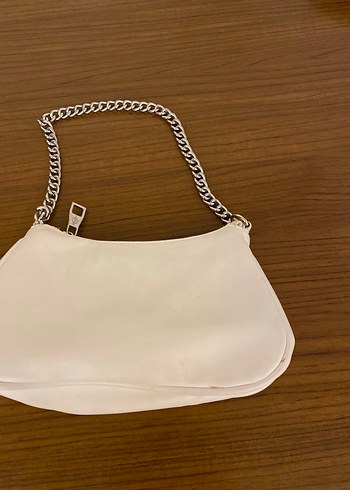 Beyaz  Zincir Detaylı Deri Kadın Çanta - Görsel 2