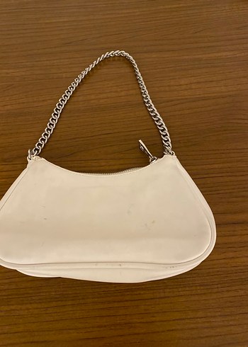Beyaz  Zincir Detaylı Deri Kadın Çanta - Görsel 3