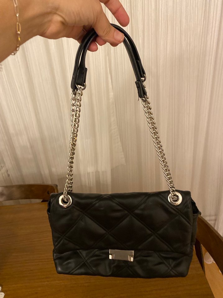 Zincir Detaylı Kahverengi Deri Kadın Çanta - Görsel 2