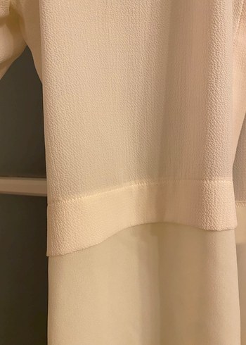 Düğmeli Bej Kadın uzun kollu krep gömlek - Görsel 3