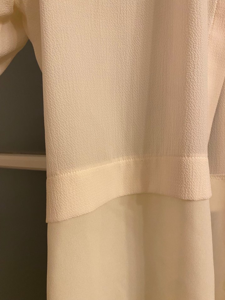 Düğmeli Bej Kadın uzun kollu krep gömlek - Görsel 3