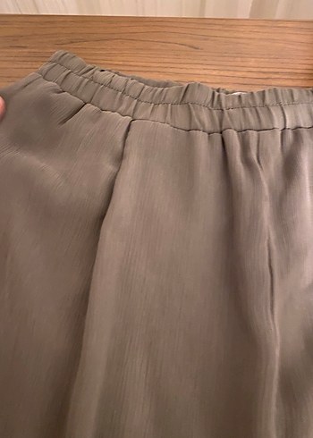 Bej Bol Kesim Keten Kadın Pantolon - Görsel 3