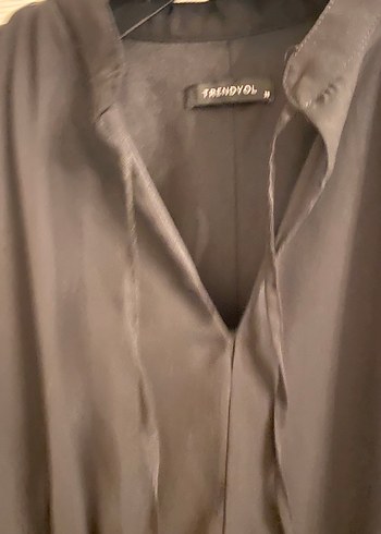 V Yaka Drapeli Siyah jifon mini elbise - Görsel 2