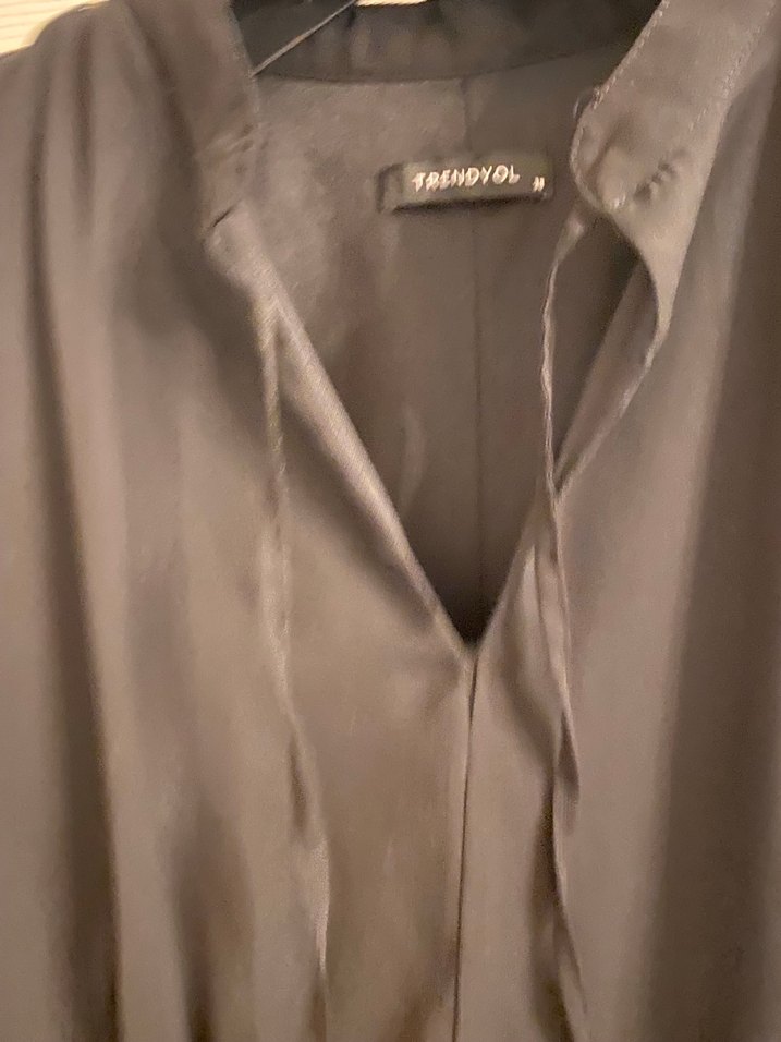 V Yaka Drapeli Siyah jifon mini elbise - Görsel 2