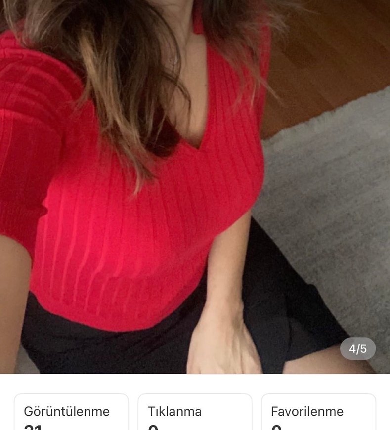 Kırmızı V Yaka Kadın Triko Kazak - Görsel 5