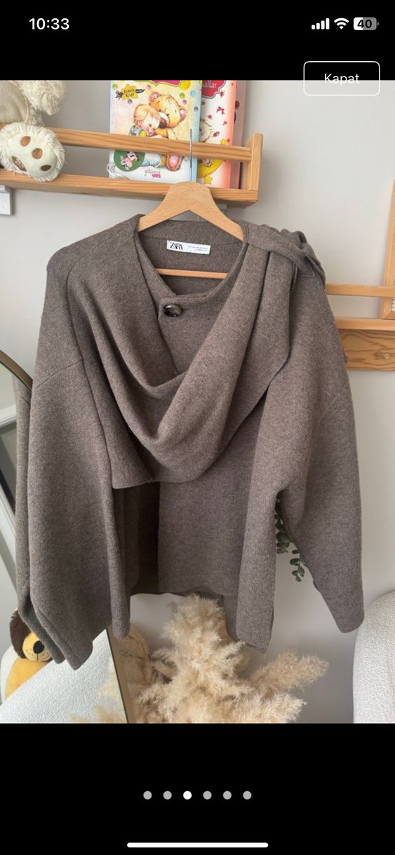 Zara Bej Midi Kadın Kaban Drapeli - Görsel 2