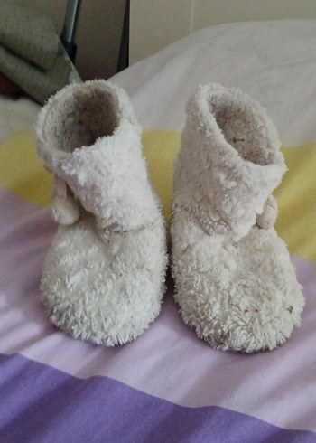 Kızlar İçin Beyaz Sıcak Örgü Ev Terliği - Görsel 3