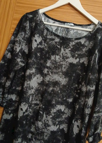 Gri Bağlama Desenli Salaş Hamile Tunik - Görsel 2