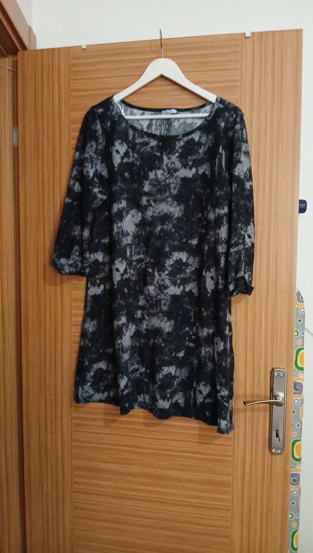 Gri Bağlama Desenli Salaş Hamile Tunik - Görsel 3