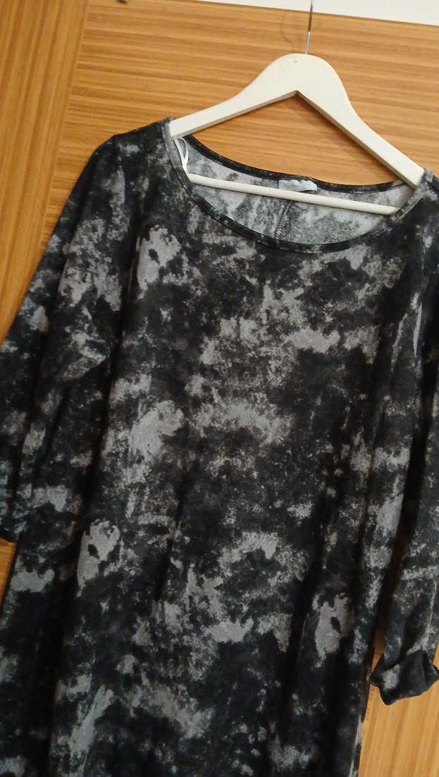 Gri Bağlama Desenli Salaş Hamile Tunik - Görsel 2