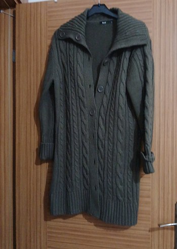 Uzun Gri Örgü Kadın Hırka - Görsel 3