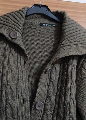 Uzun Gri Örgü Kadın Hırka - Görsel 2