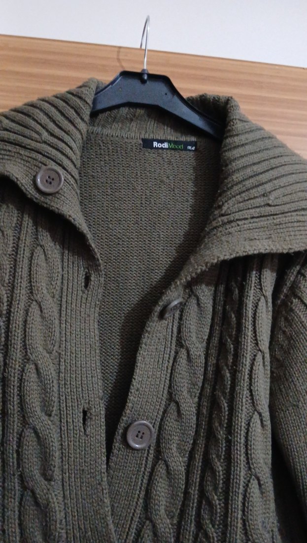 Uzun Gri Örgü Kadın Hırka - Görsel 2