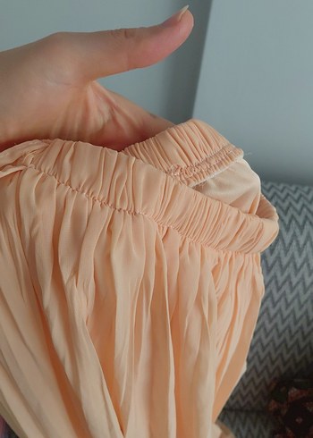 Bej Piliseli Uzun Kadın Etek - Görsel 2