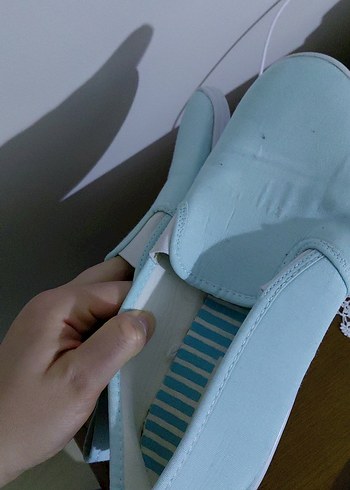 turkuaz kadın bez Ayakkabı - Görsel 3