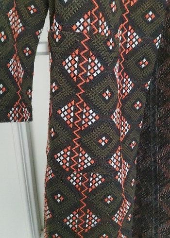 etnik desen Bohem Kadın Midi ceket - Görsel 2