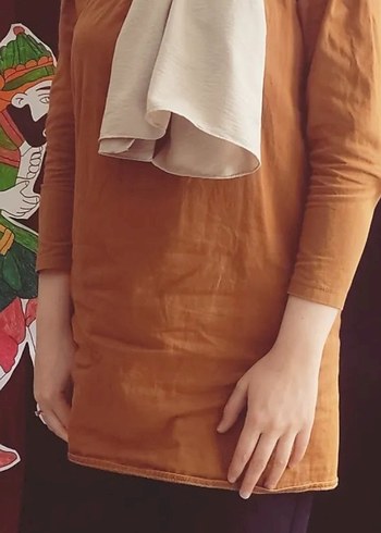 Bej Uzun Kollu  Keten Tunik - Görsel 5