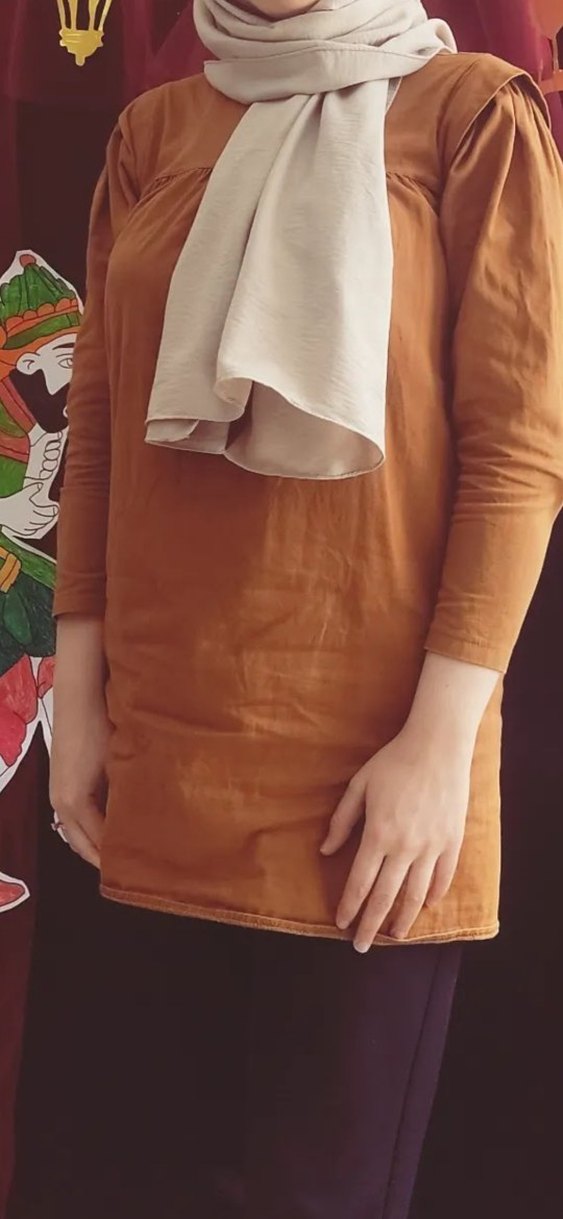 Bej Uzun Kollu  Keten Tunik - Görsel 5