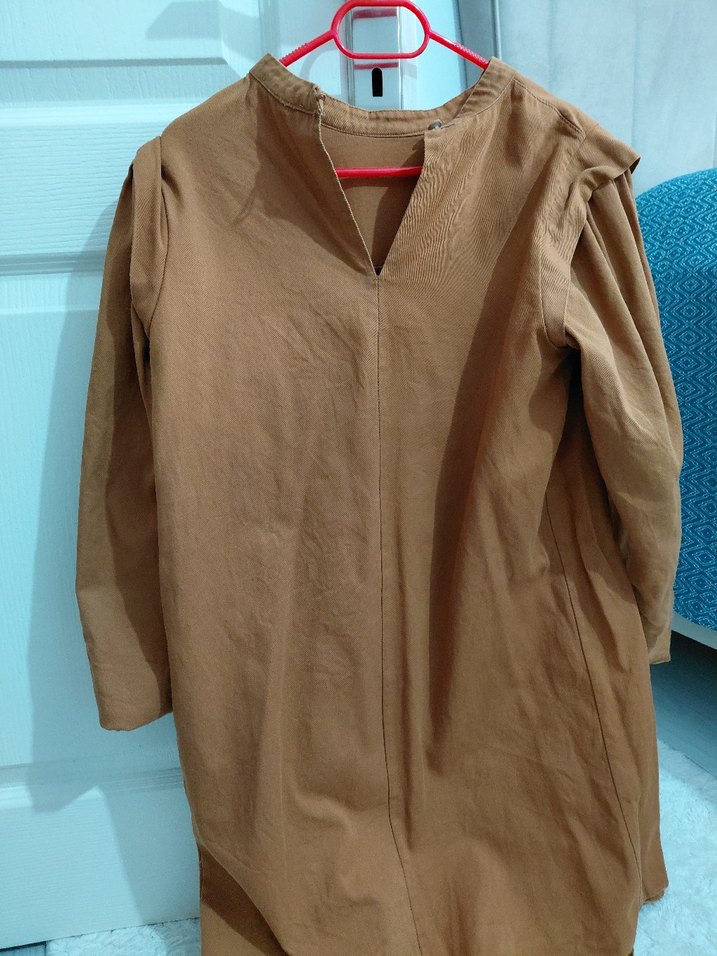 Bej Uzun Kollu  Keten Tunik - Görsel 3