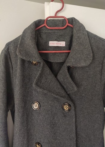 Uzun Gri Çift Düğmeli Kaban - Görsel 4