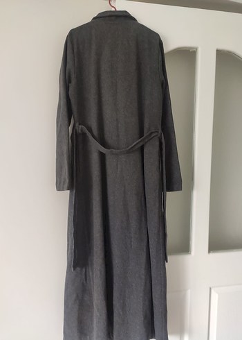 Uzun Gri Çift Düğmeli Kaban - Görsel 2