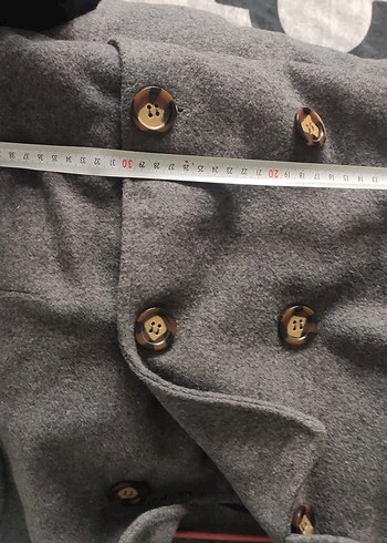 Uzun Gri Çift Düğmeli Kaban - Görsel 9