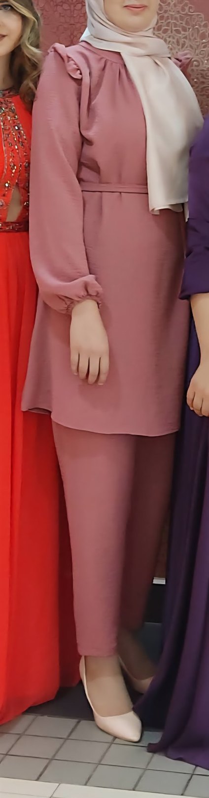 Pembe Midi Uzun Kollu Kadın Takım - Görsel 2