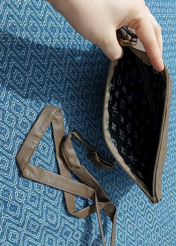 kahverengi Deri Fermuarlı Kadın Portföy Çanta - Görsel 3