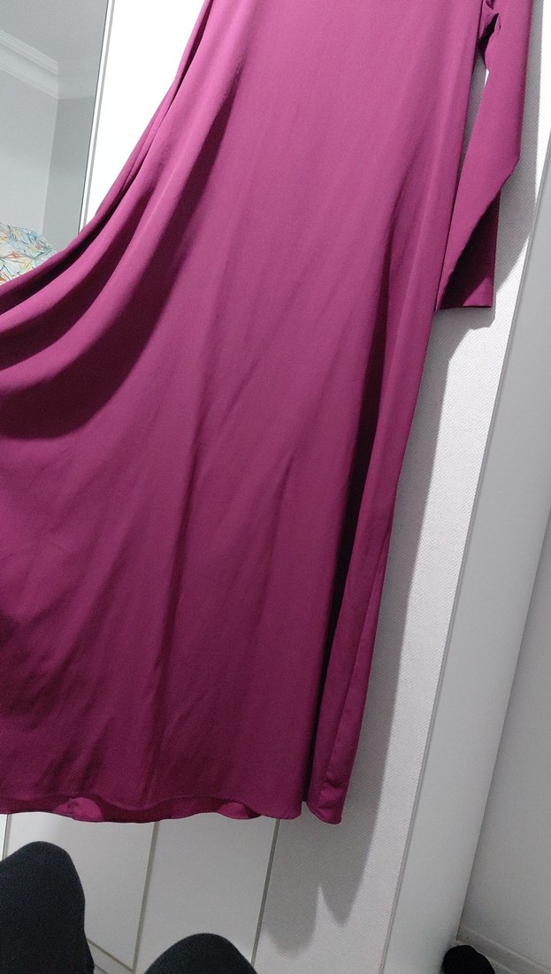 Mürdüm Uzun Kollu Salaş Uzun Elbise - Görsel 2