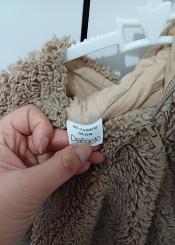 defacto 3-6 ay Kahverengi Kürklü Bebek Tulumu - Görsel 2