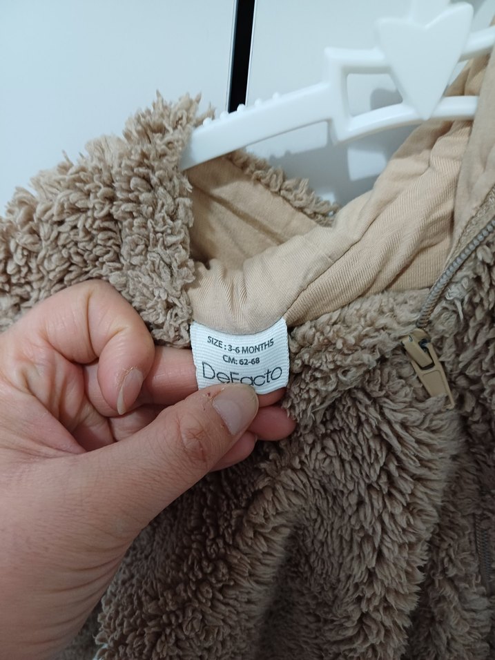 defacto 3-6 ay Kahverengi Kürklü Bebek Tulumu - Görsel 2