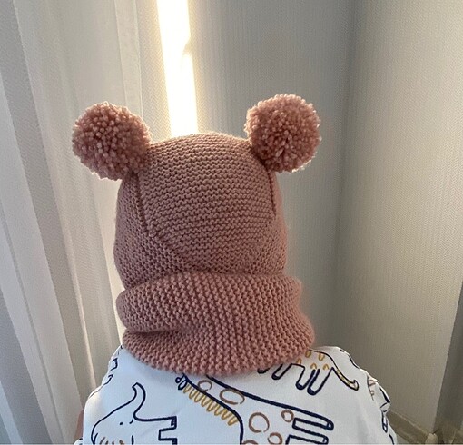 1-2 Yaş, 19 cm Beden Bebek el işi şapka ve boyunluk