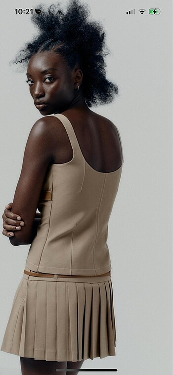 Zara Zara belirli üst dikişli ve kemerli bluz