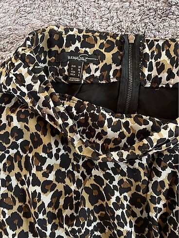 Zara Mango diz üstü leopar şifon etek