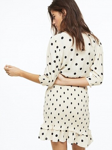 Zara H&M puantiyeli drapeli elbise yeni