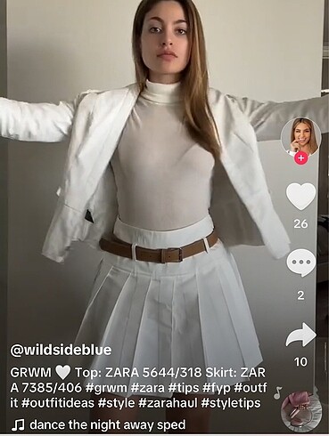 Zara Zara kalın pilili etek beyaz