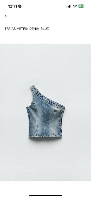 Zara Zara Asimetrik denim bluz top