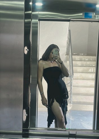 Straplez Siyah Gotik Midi Elbise