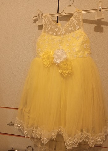 Diger Sarı Kolsuz Çiçekli Kız Elbisesi - Görsel 3