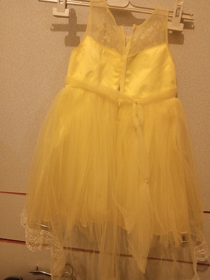 Diger Sarı Kolsuz Çiçekli Kız Elbisesi - Görsel 2