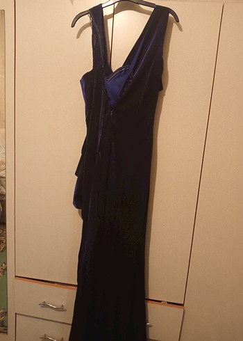 Lacivert Drapeli Uzun Abiye Elbise - Görsel 4