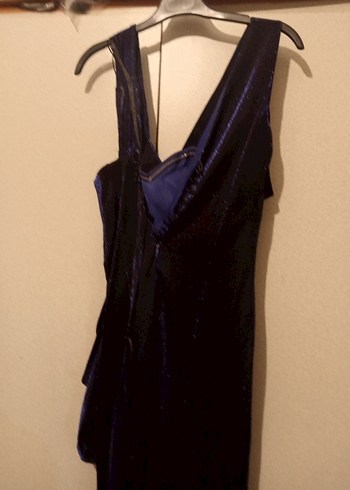 Lacivert Drapeli Uzun Abiye Elbise - Görsel 3