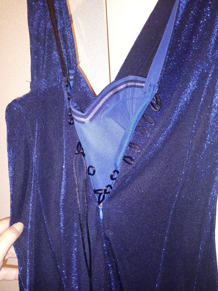 Lacivert Drapeli Uzun Abiye Elbise - Görsel 5