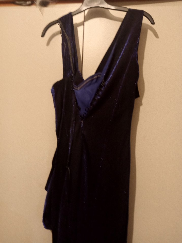 Lacivert Drapeli Uzun Abiye Elbise - Görsel 3