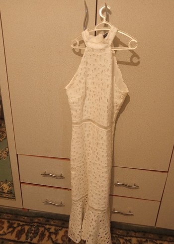 Uzun Beyaz Dantelli Bohem Gelinlik - Görsel 2