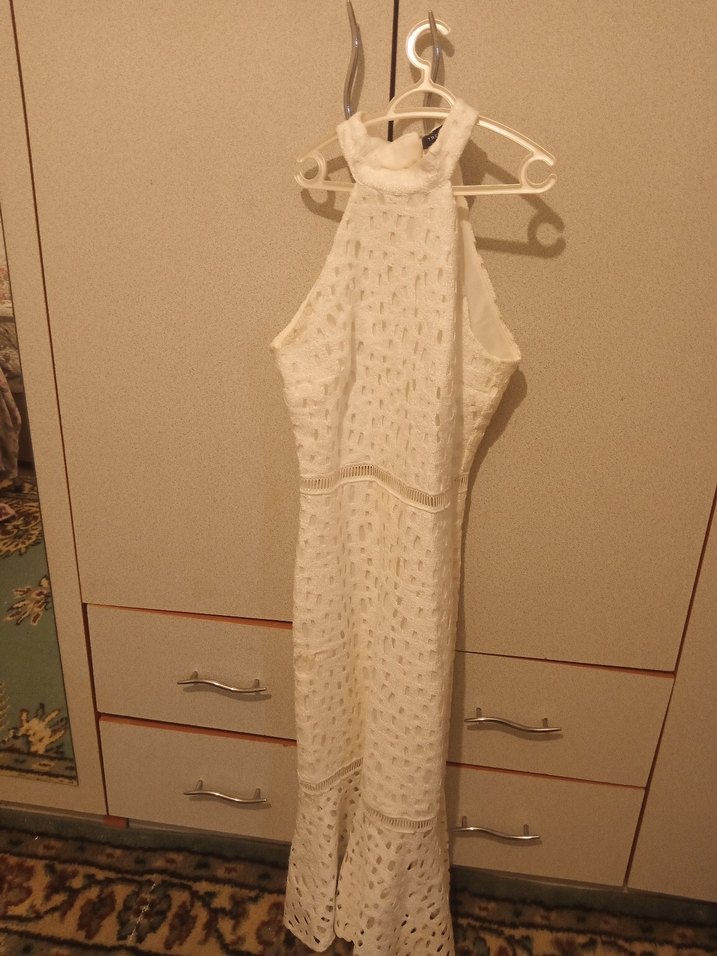 Uzun Beyaz Dantelli Bohem Gelinlik - Görsel 2