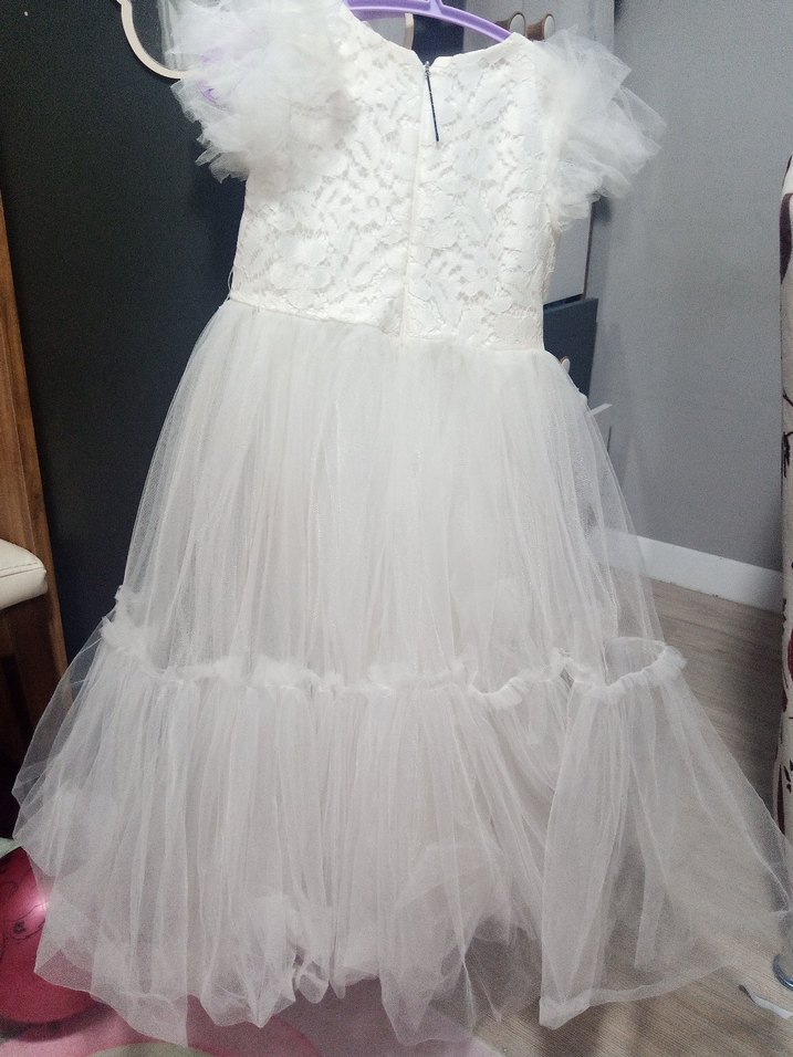 Vintage Bohem Gelinlik, Uzun, Kısa Kollu, Beyaz - Görsel 2