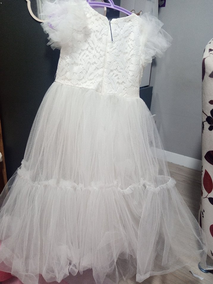 Vintage Bohem Gelinlik, Uzun, Kısa Kollu, Beyaz - Görsel 3